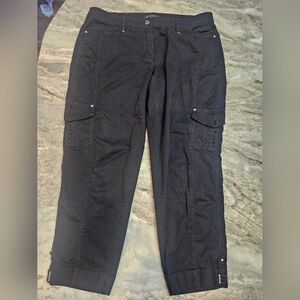 White House Black Market Cargo Crop Pants Size 4 Black Stretch Utility Ankle